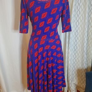 Lularoe nicole size L blue and red dress